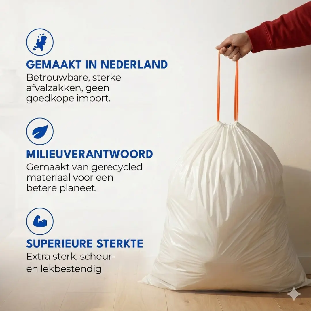 Simple Vuilniszakken 25L - 120 Stuks (6x20) - Wit/Orange
