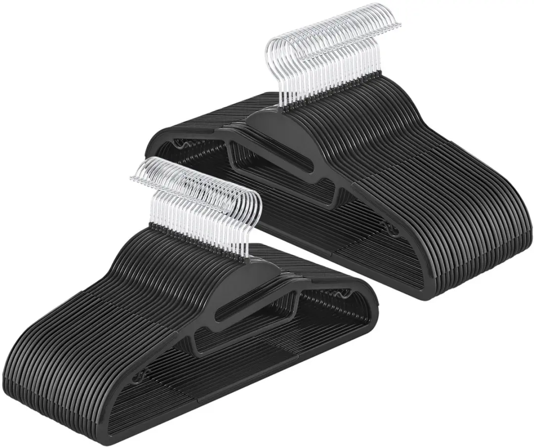 Songmics Kledinghangers Set 50 Stuks - Zwart - 360° Draaibaar - afbeelding 6 van 6