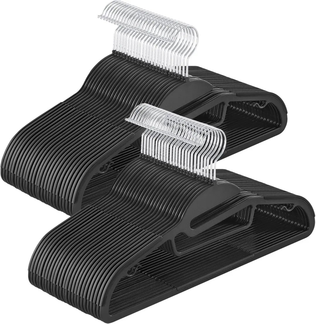 Songmics Kledinghangers Set 50 Stuks - Zwart - 360° Draaibaar - afbeelding 2 van 6
