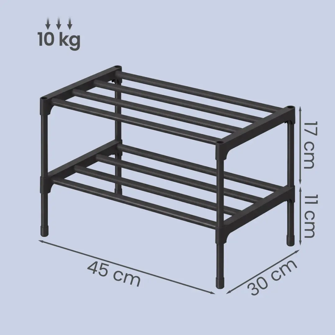 Songmics Schoenenrek 2-niveaus - 6 Pairs - Zwart - afbeelding 3 van 6
