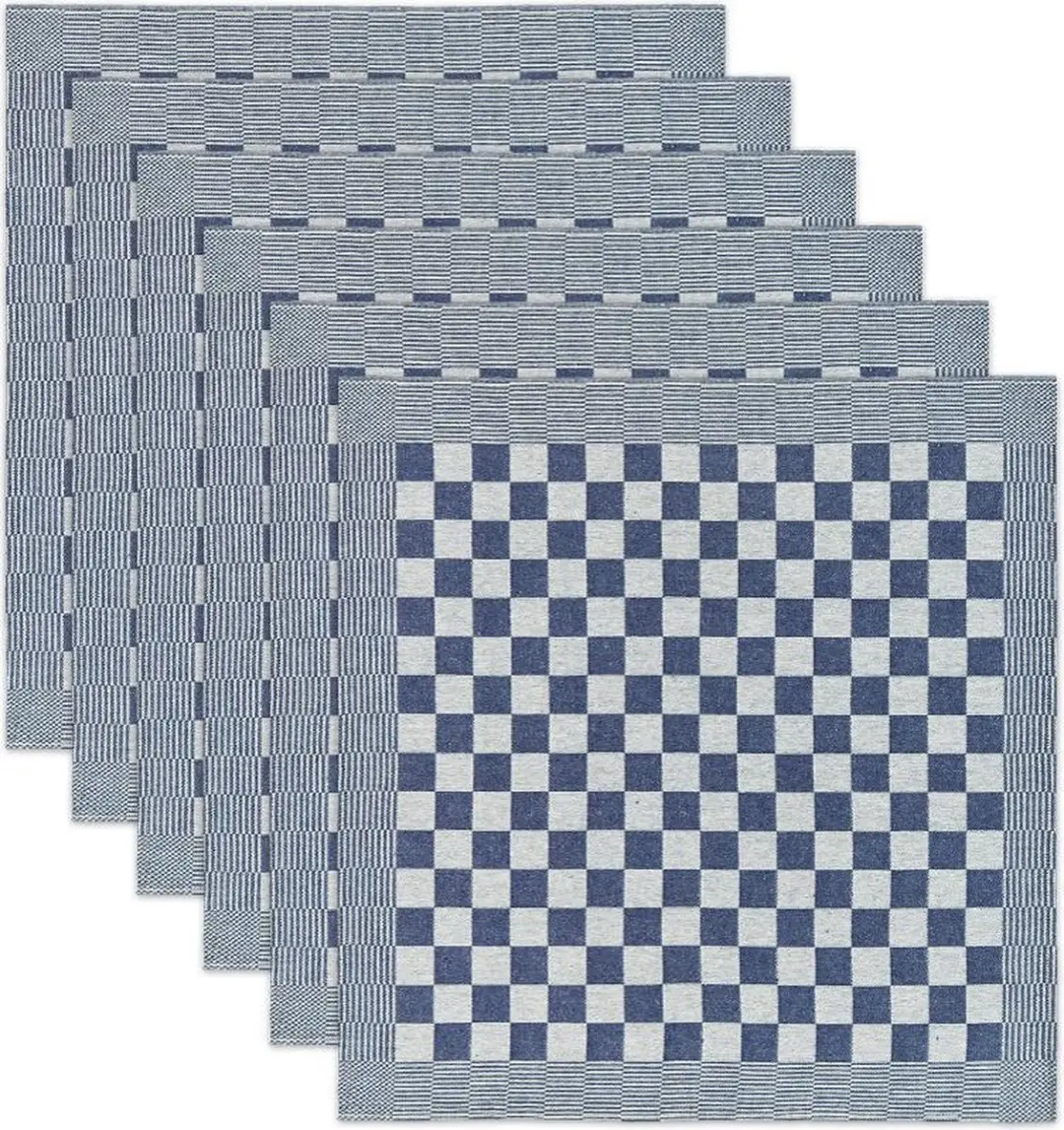 DDDDD Barbeque Theedoeken - 6 Stuks 65x65cm - Blauw