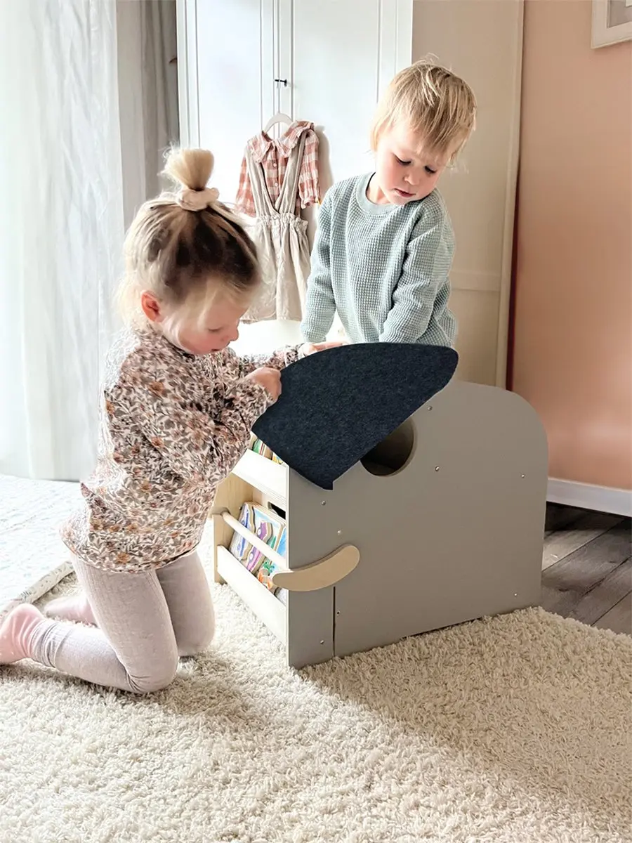 Small Foot Houten Speelgoedbox Olifant op Wielen - Multi kleuren