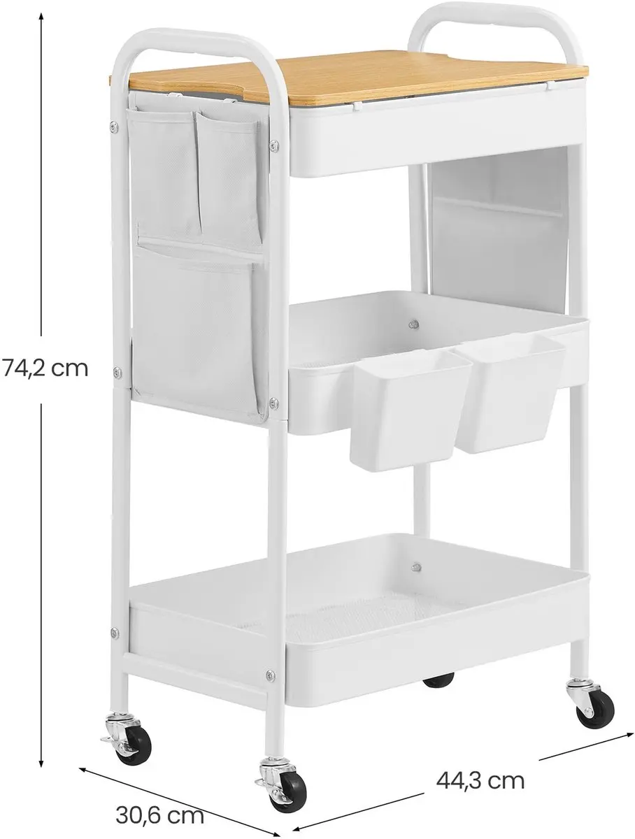 Songmics Serveerwagen 3 Draadplanken - Wit