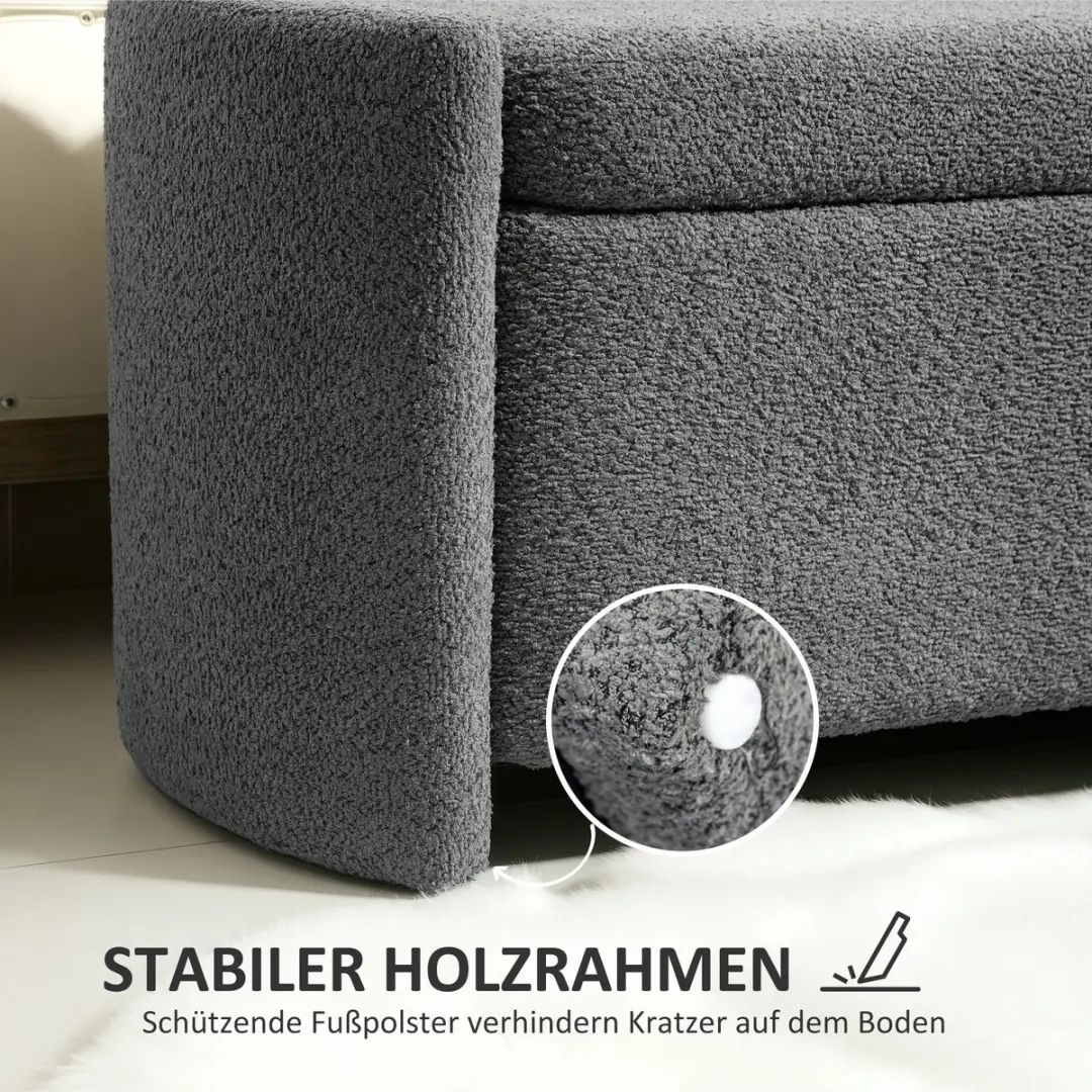 Homcom Sitzbank met opbergruimte 105x44x45,5cm - Grijs - afbeelding 6 van 6