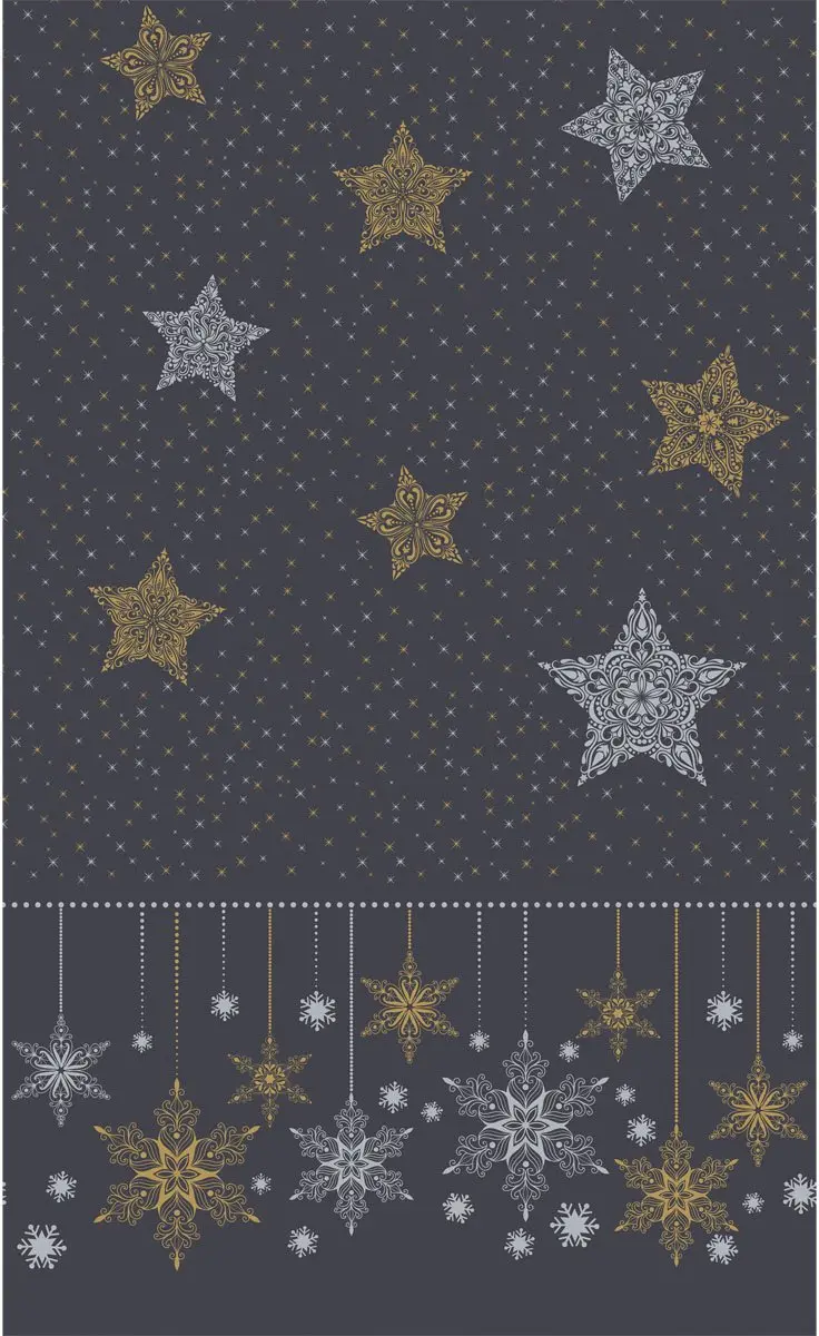 Duni Tafellaken Snowstars Black 138x220cm