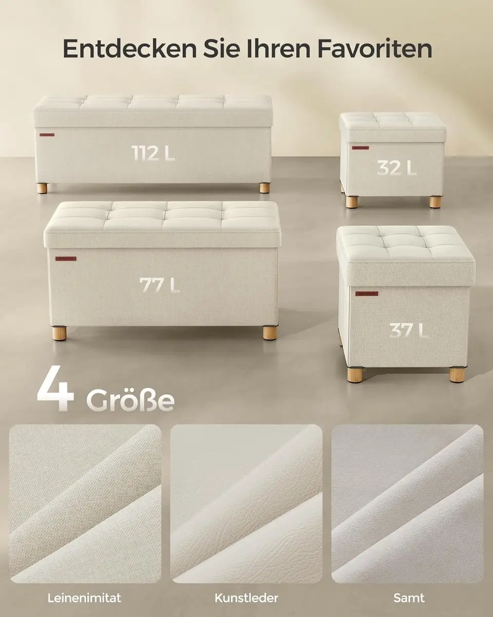 Songmics Opbergpoef Crèmewit - 112L - afbeelding 3 van 6