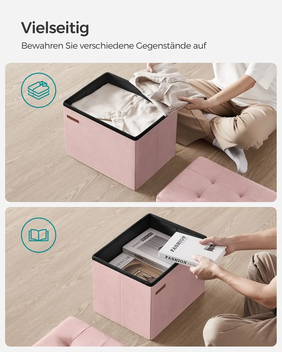 Songmics Opbergkist Roze - 130 kg Belastbaar