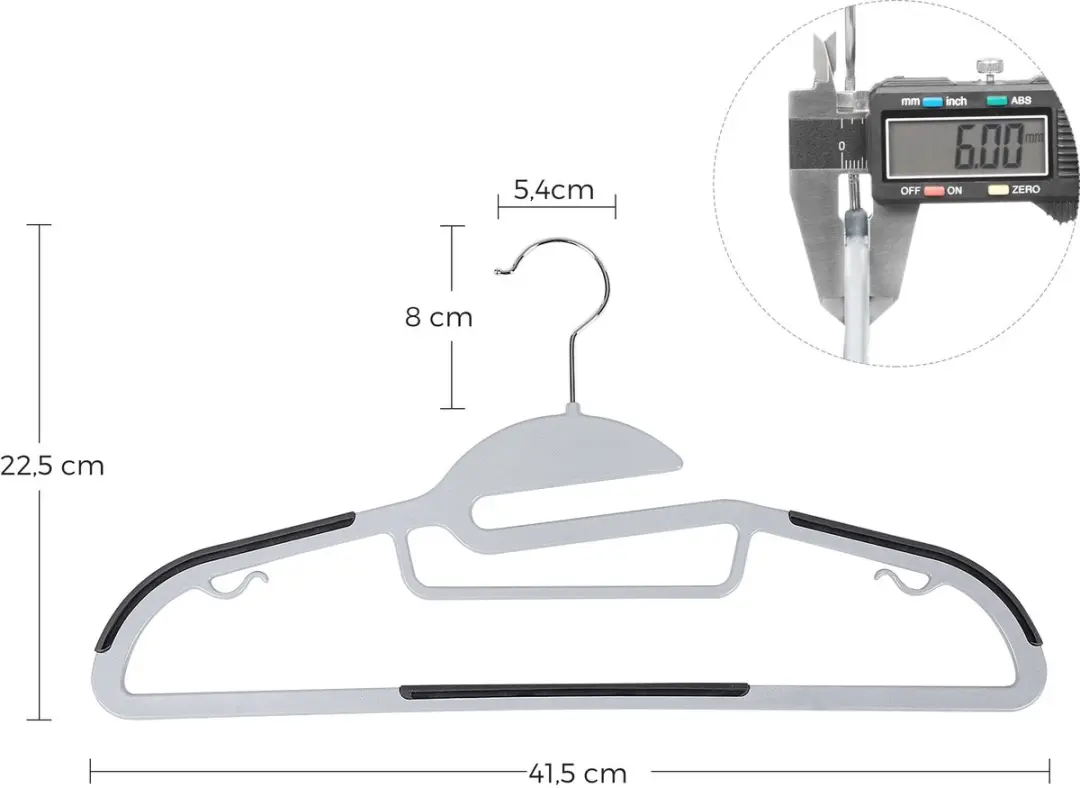 Songmics Kledinghangers U-vormig 20 Stuks - Lichtgrijs/Donkergrijs - afbeelding 4 van 6