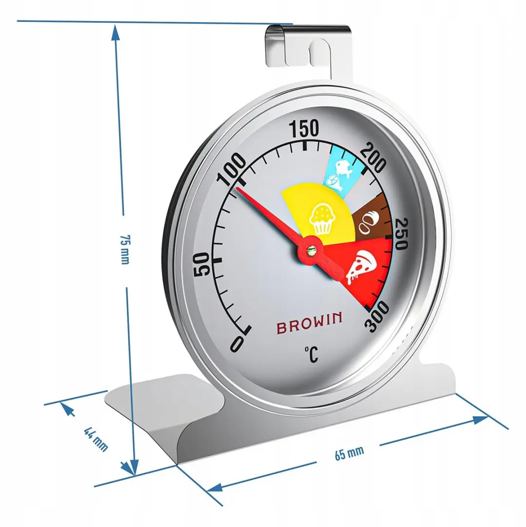 Browin Roestvrijstalen Oven- en Rookoven Thermometer 0-300°C - Zilver