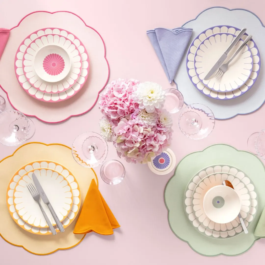 Villeroy & Boch Fleur Platzsets - Ø40cm - 6 Stuks - Blauw