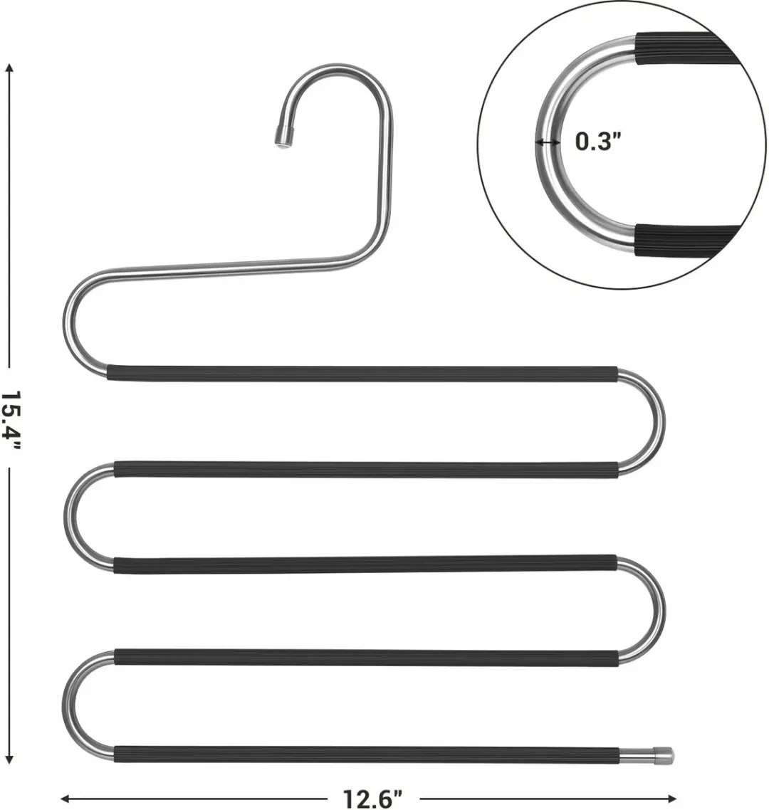 Songmics Broekenhanger Set 4 Stuks - Zwart-Zilver