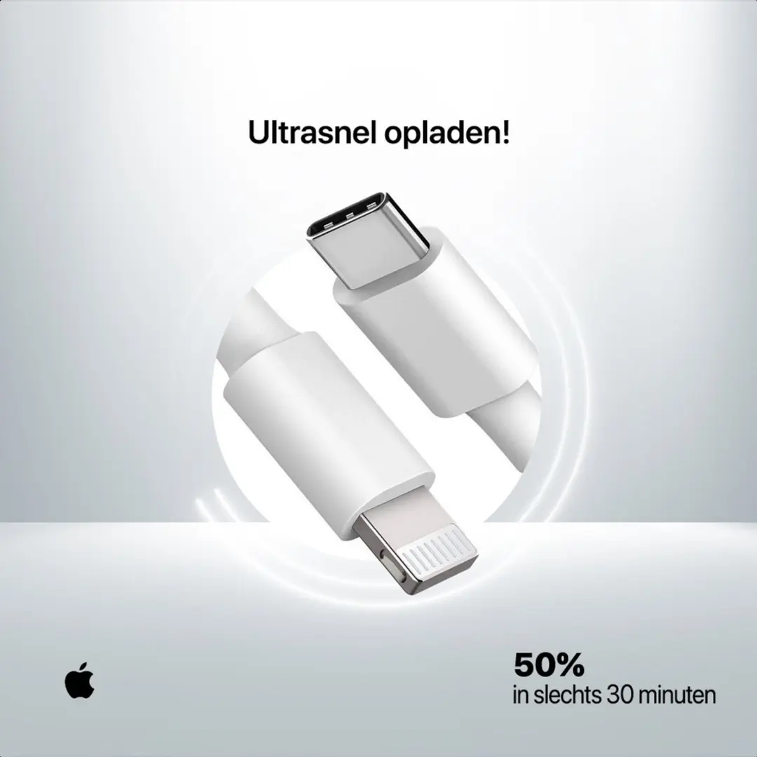 Apple 20W USB-C Oplader + USB-C naar Lightning Kabel - Wit