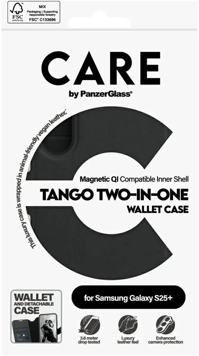 PanzerGlass Tango 2 Wallet Case CRRFTWLG37942 - Samsung Galaxy S25 Plus - Zwart