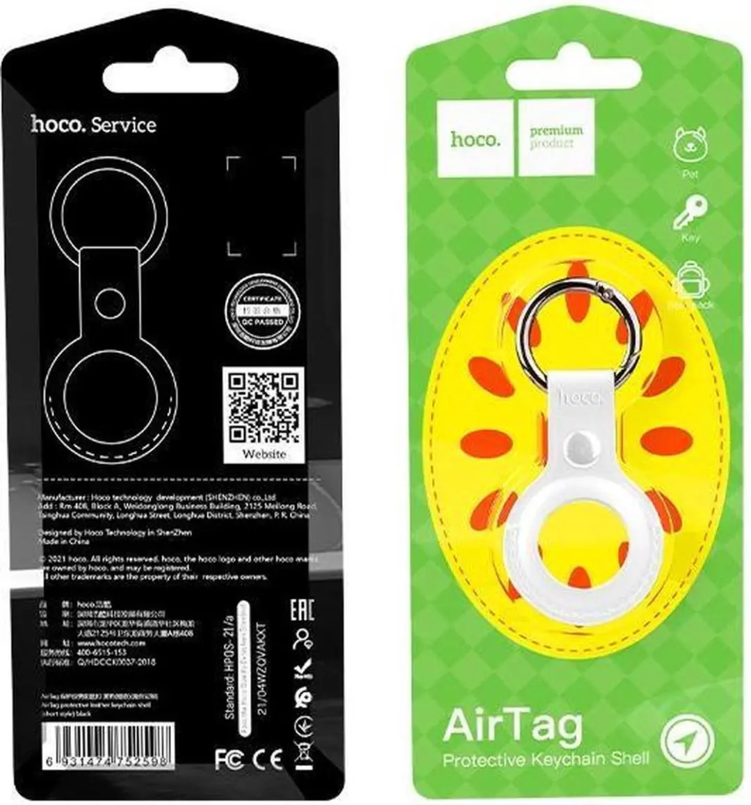 Hoco Premium Lederen Hanger voor Apple AirTag - Wit