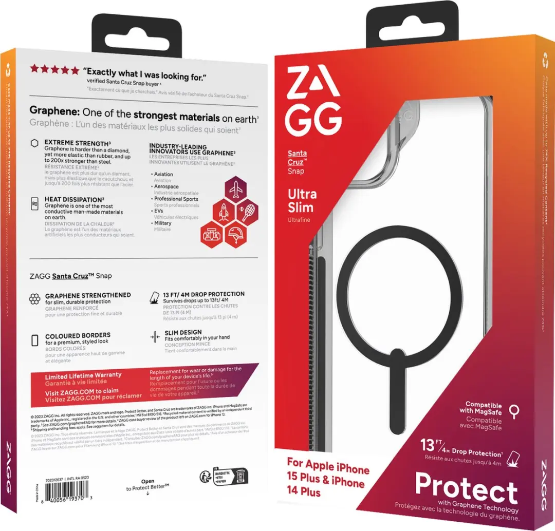ZAGG Gear4 Santa Cruz Snap Hoesje iPhone 15 Plus/14 Plus - Transparant/Zwart