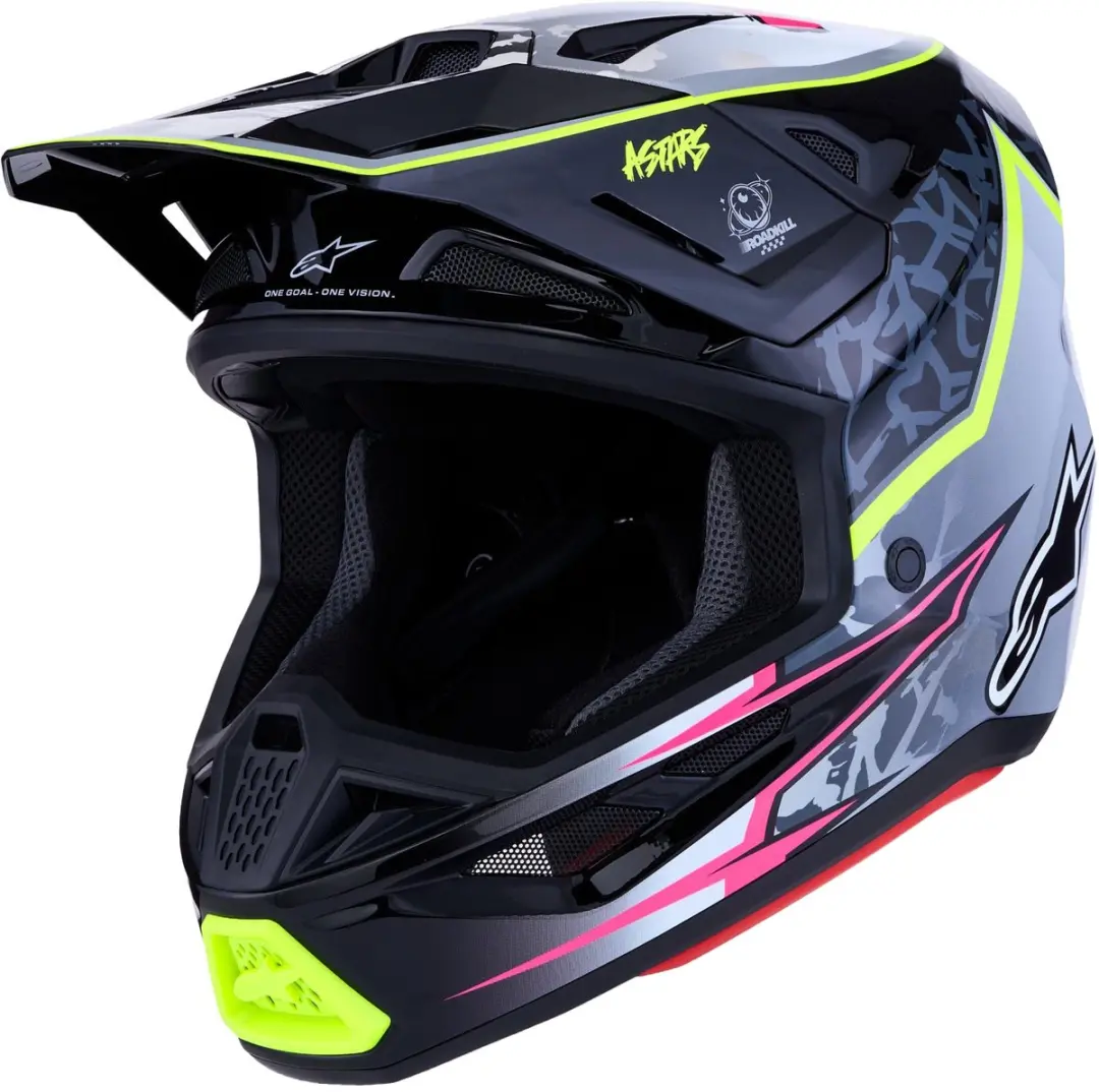 Alpinestars S-M7 Blaster Motocrosshelm - M - Wit/roze/paars