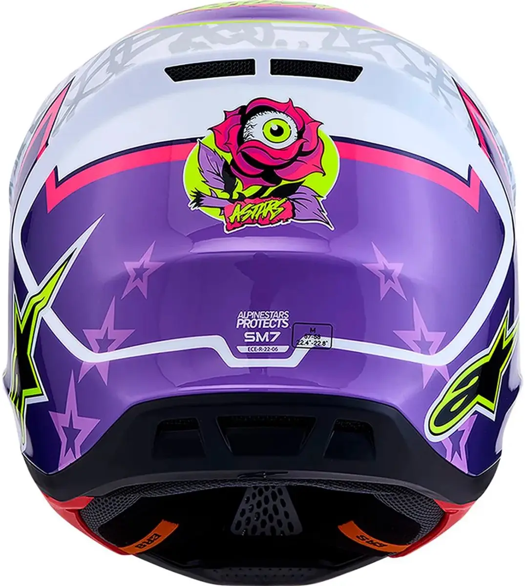 Alpinestars S-M7 Blaster Motocrosshelm - M - Wit/roze/paars