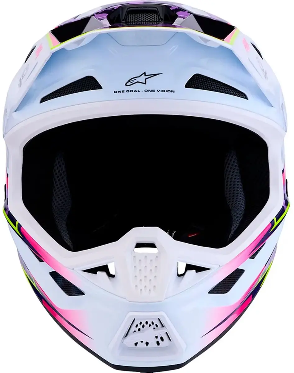 Alpinestars S-M7 Blaster Motocrosshelm - M - Wit/roze/paars