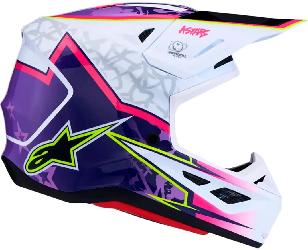 Alpinestars S-M7 Blaster Motocrosshelm - M - Wit/roze/paars