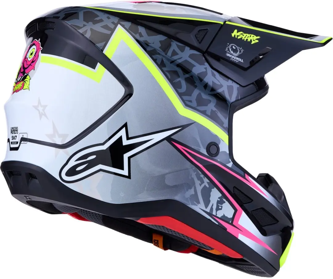Alpinestars S-M7 Blaster Motocrosshelm - M - Wit/roze/paars - afbeelding 6 van 6