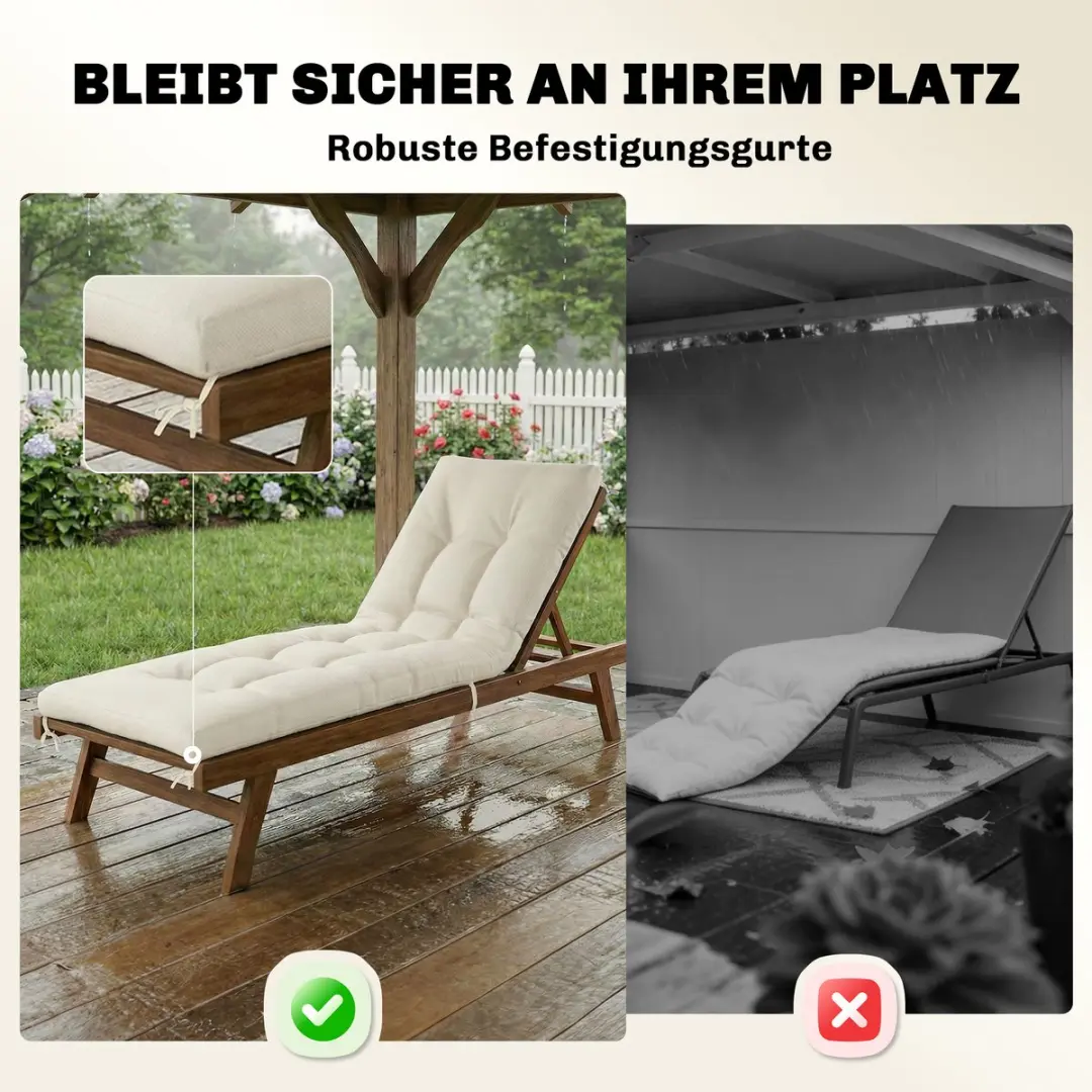 Outsunny Outdoor Bankkussen 65x198x13cm - Beige - afbeelding 6 van 6