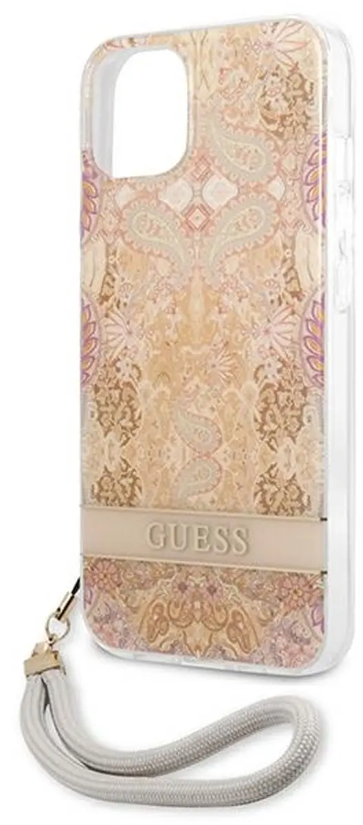 Guess Flower Serie iPhone 13 mini Hoesje - Goud