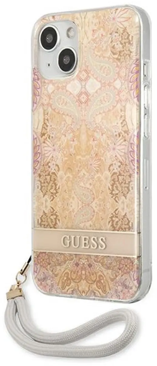 Guess Flower Serie iPhone 13 mini Hoesje - Goud
