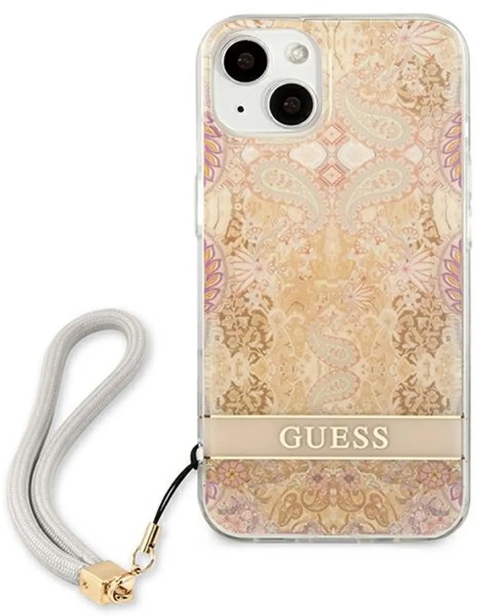 Guess Flower Serie iPhone 13 mini Hoesje - Goud