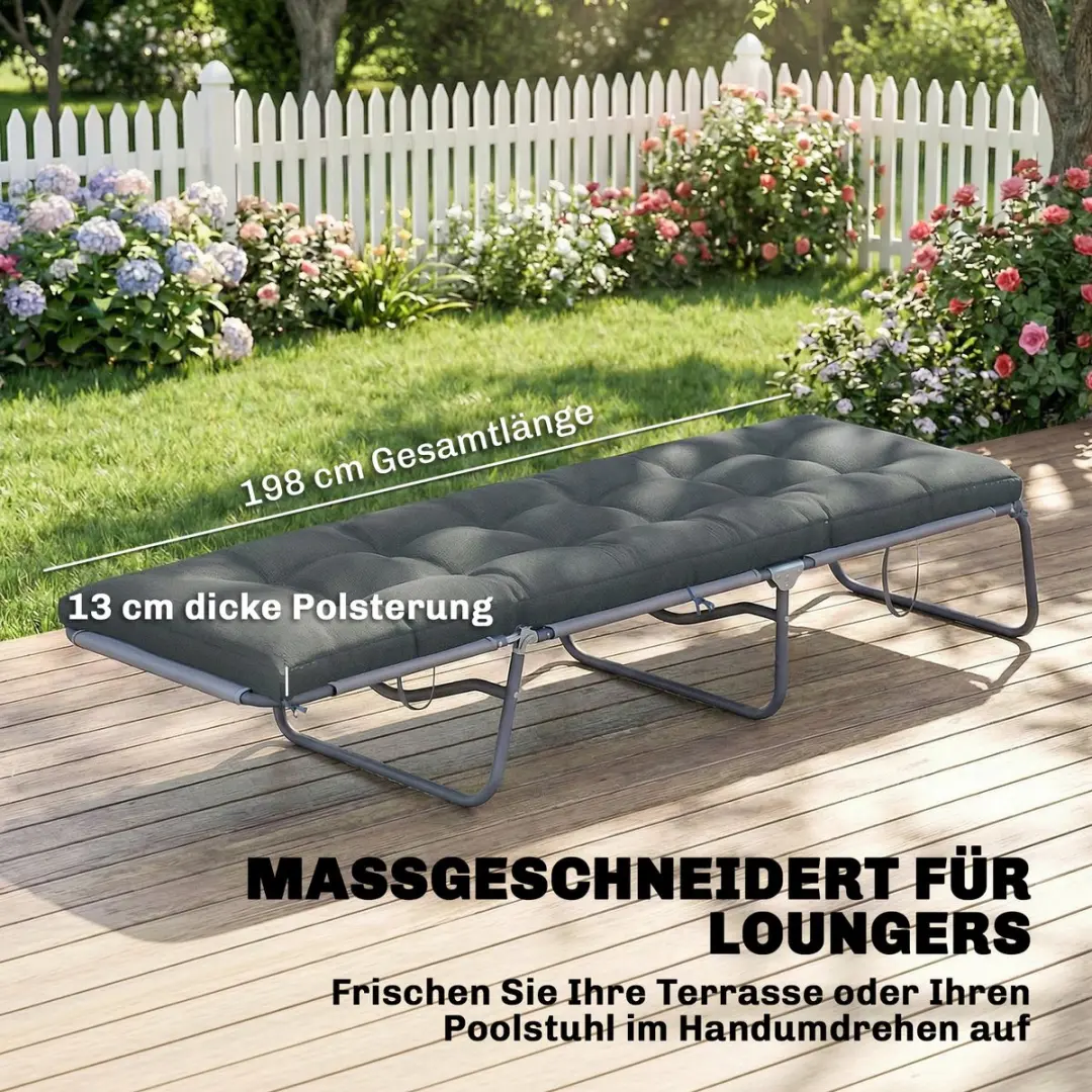 Outsunny Donkergrijs Zitkussen 65x198x13cm - PP/Polyester - afbeelding 6 van 6