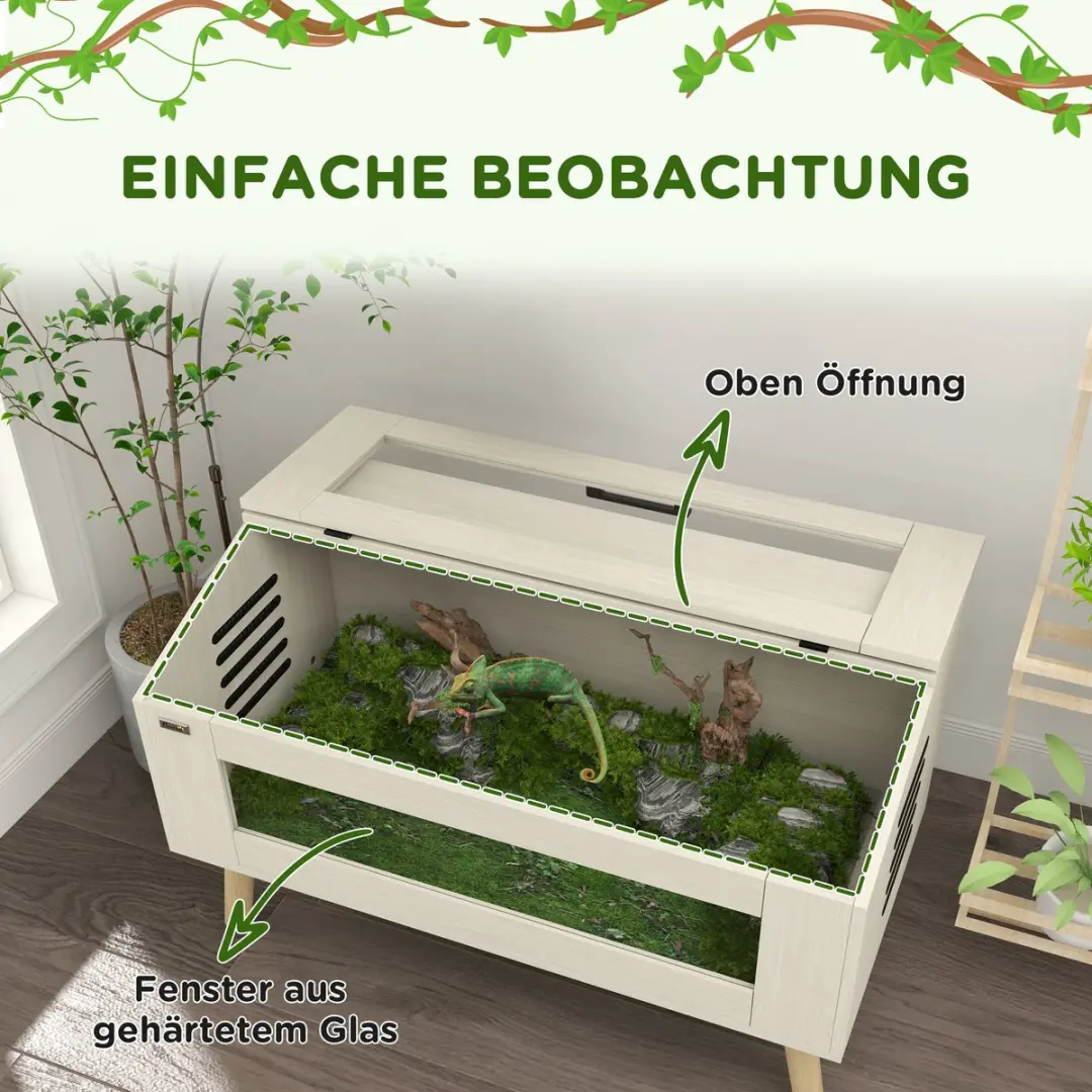 Pawhut Terrarium 140L - Eiken - 100x50x60cm