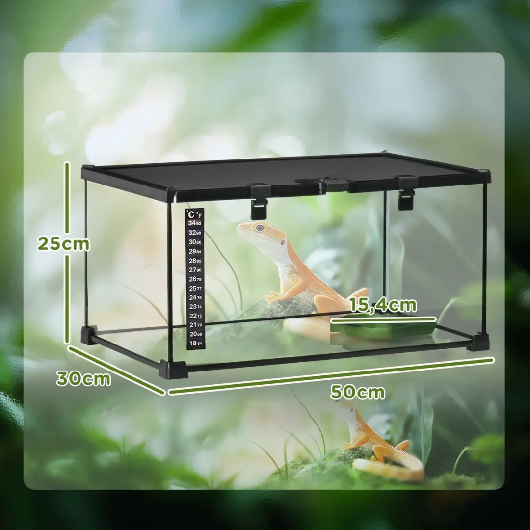 Pawhut Terrarium D40-015V01 - 40x30x30cm - Zwart