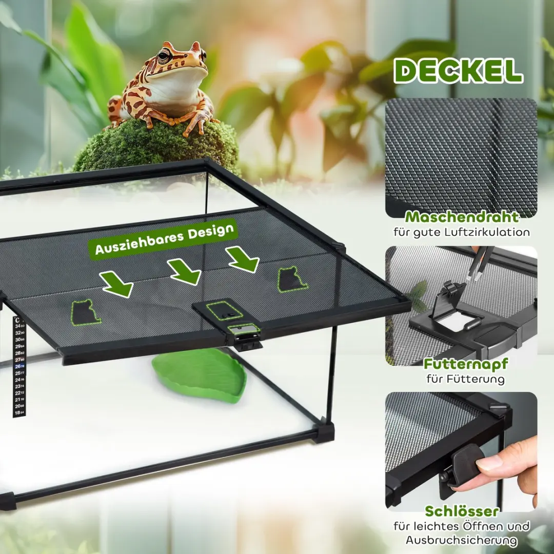 Pawhut Terrarium D40-015V01 - 40x30x30cm - Zwart