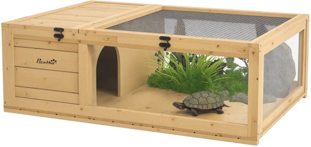 Pawhut Schildpaddenverblijf Vurenhout 91x60,5x32cm