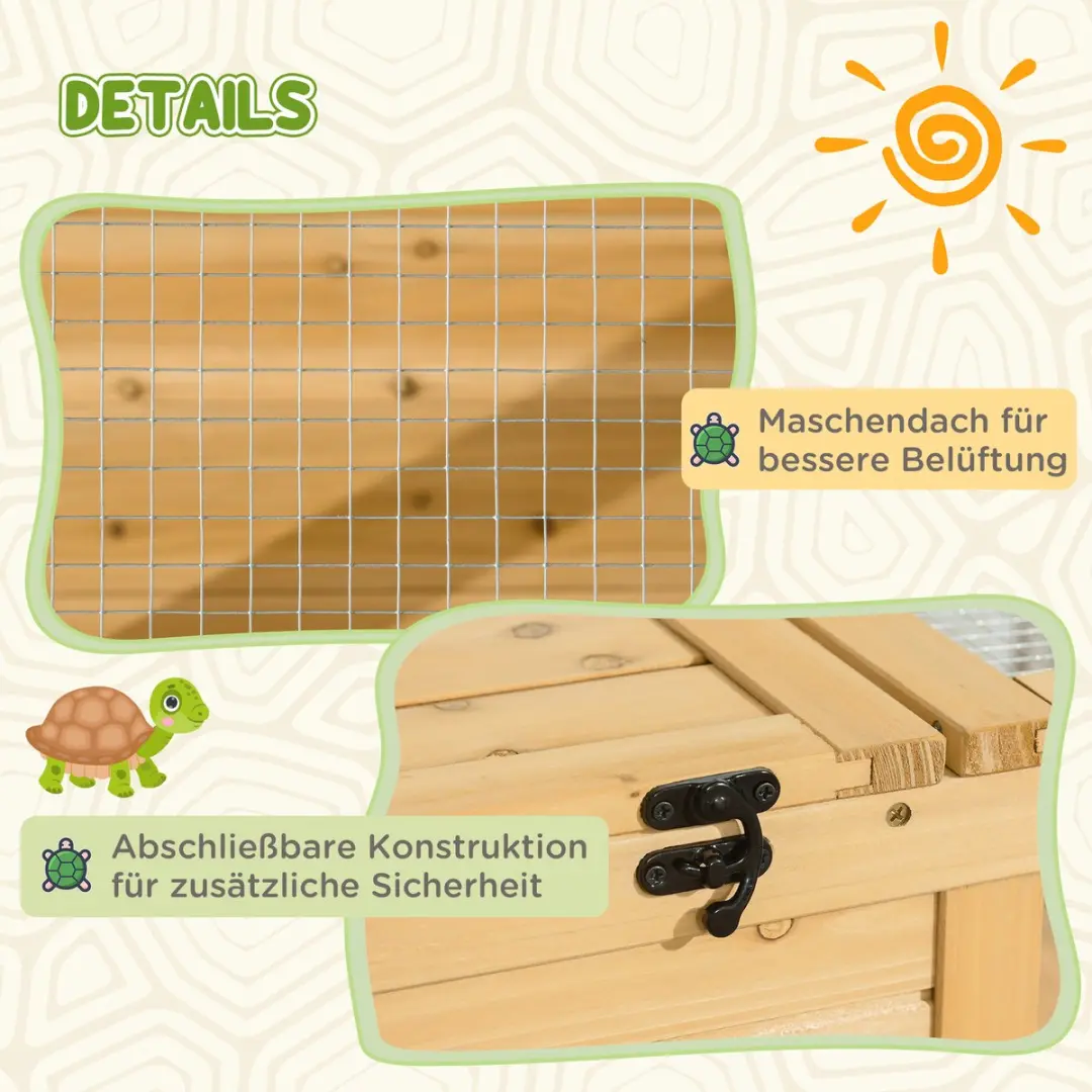 Pawhut Schildpaddenverblijf Vurenhout 91x60,5x32cm - Geel