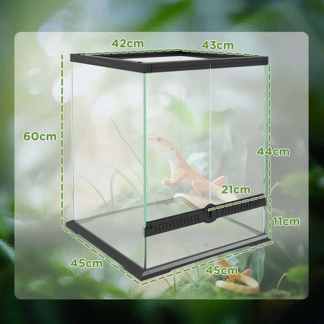 Pawhut Terrarium 120L - 45x45x60cm - Anti-Flucht - Metall Schwarz