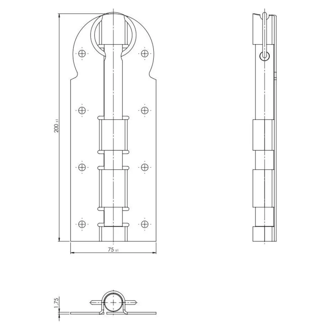 GB Valgrendel Zwart 200mm 74325