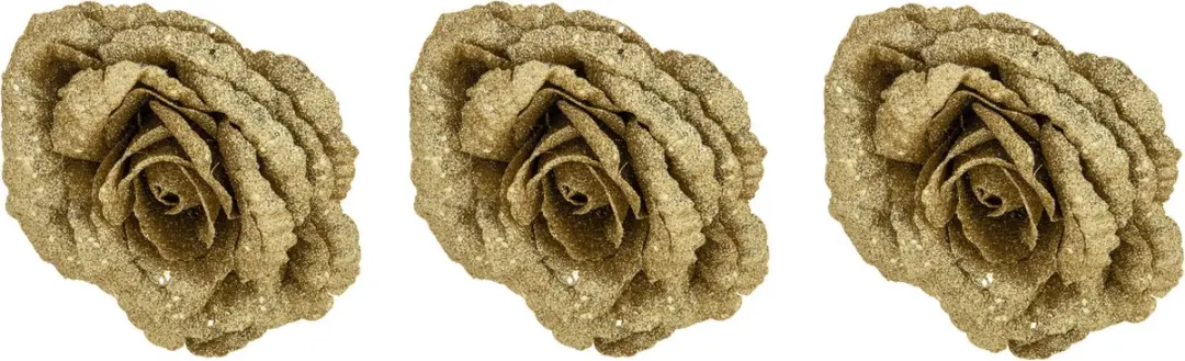 Cosy&Trendy Goud Glitter Roos Clip 18cm