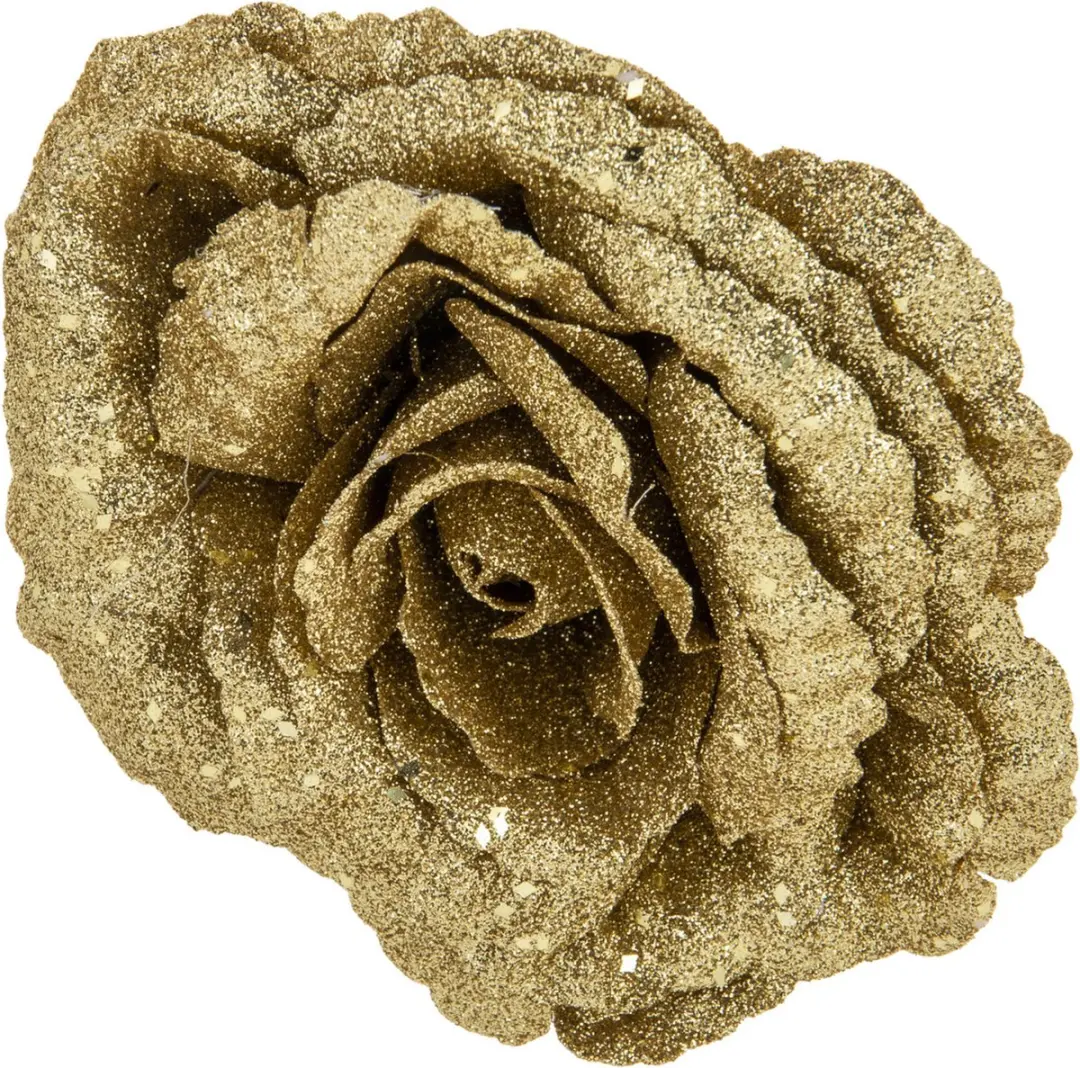 Cosy&Trendy Goud Glitter Roos Clip 18cm