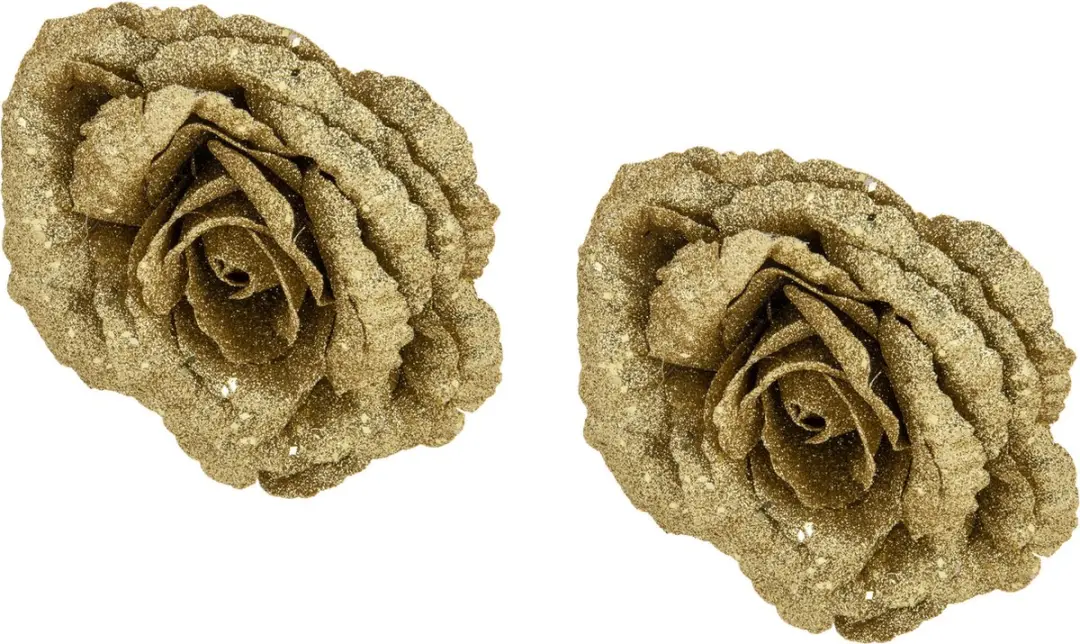 Cosy&Trendy Goud Glitter Roos Clip 18cm