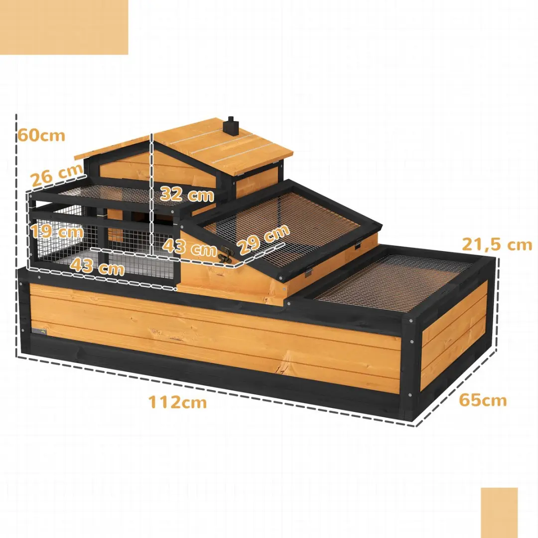 Pawhut Schildpaddenverblijf Geel - 112x65x60cm