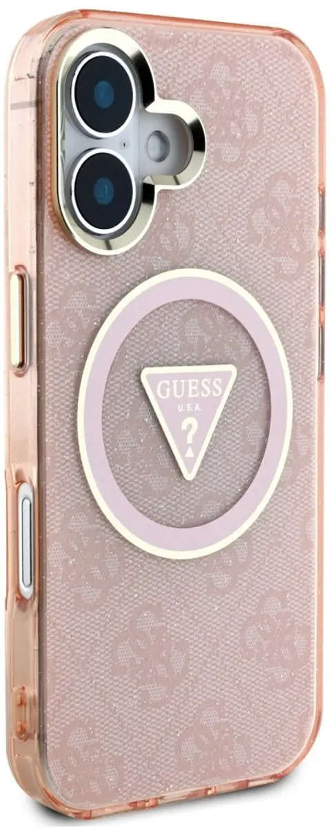 Guess IML Metal Glitter iPhone 16 Hoesje - MagSafe - Roze - afbeelding 6 van 6