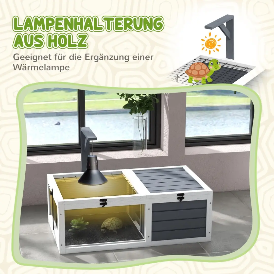 Pawhut Schildpaddenverblijf - 81x48x31,5cm - Grijs/Wit