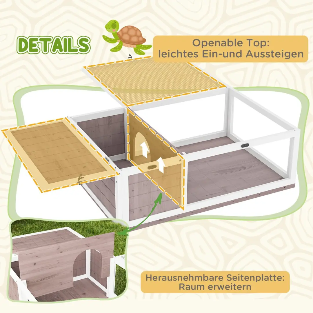 Pawhut Schildpaddenverblijf 91x60,5x32cm Bruin