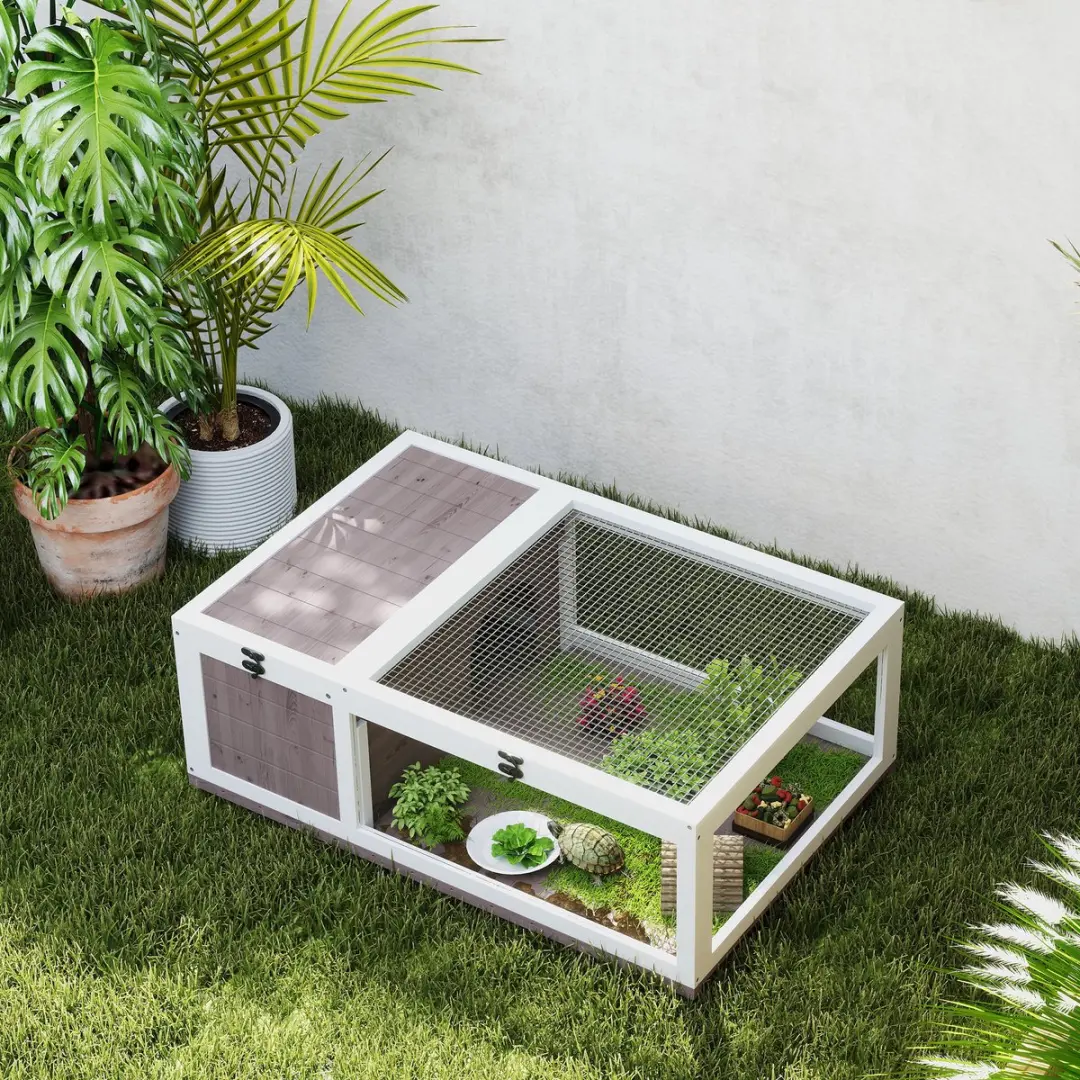 Pawhut Schildpaddenverblijf 91x60,5x32cm Bruin
