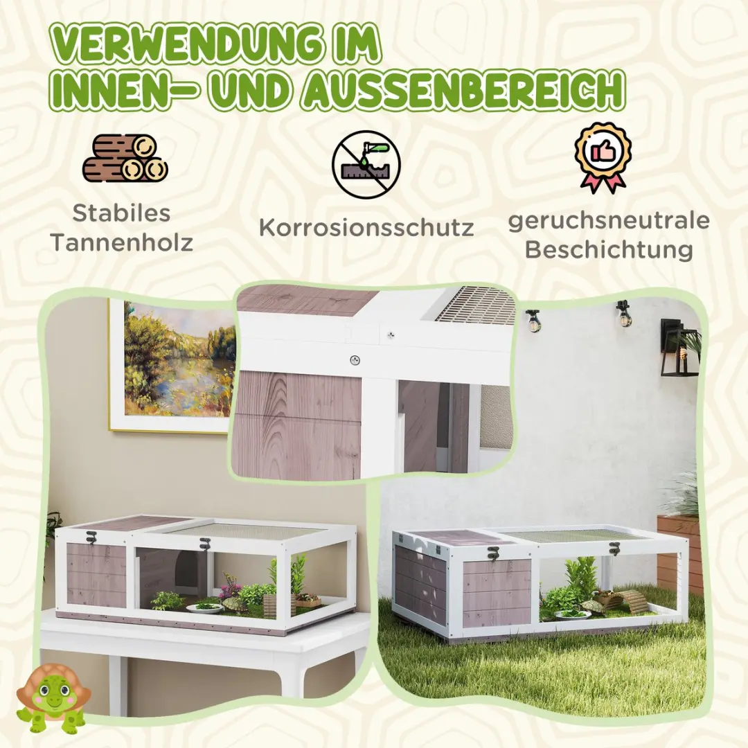 Pawhut Schildpaddenverblijf 91x60,5x32cm Bruin