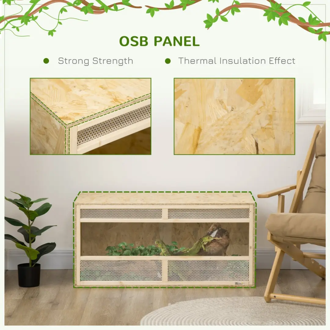 Pawhut Terrarium 100x47x47cm - Natuurlijk hout