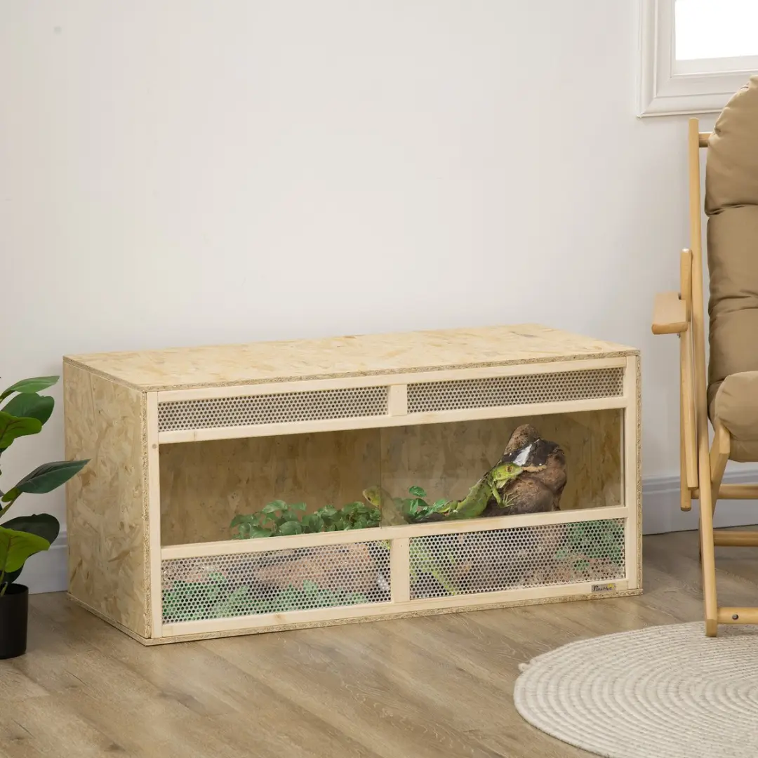 Pawhut Terrarium 100x47x47cm - Natuurlijk hout