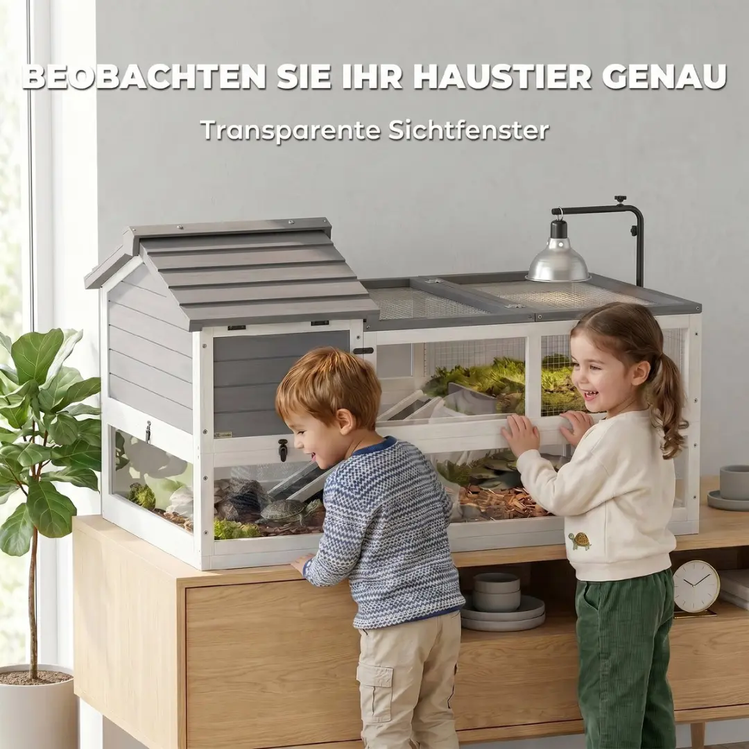 Pawhut Schildpaddenhuis - 116x70,5x69,5cm - Staal - Grijs - afbeelding 6 van 6