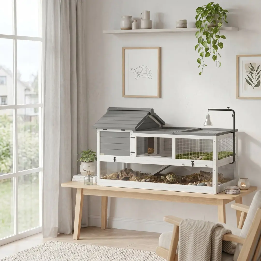 Pawhut Schildpaddenhuis - 116x70,5x69,5cm - Staal - Grijs