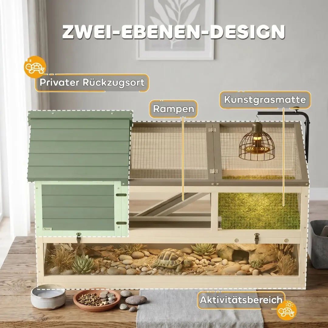 Pawhut Schildpaddenhuis - 116x70,5x69,5cm - Staal - Grijs